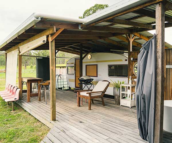 Bales Vintage Caravan and timber decking