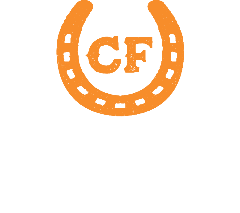 Cromwell Farms Glenugie Station Logo with white text and orange horseshoe motif
